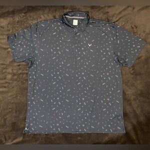 Callaway Men's Polo Shirt - Dark Navy with Pattern